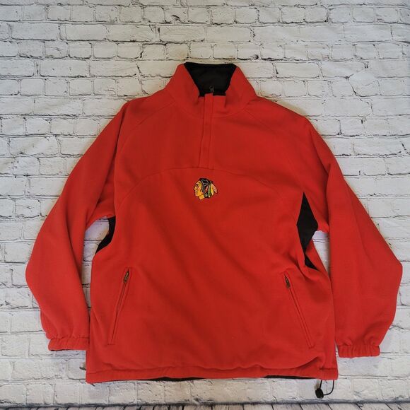 Vintage Men’s Chicago Blackhawks Fleece Sweatshirt Reversible 90s Large - Picture 2 of 8